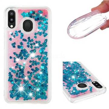 Dynamic Liquid Glitter Quicksand Sequins TPU Phone Case for Samsung Galaxy M20 - Blue