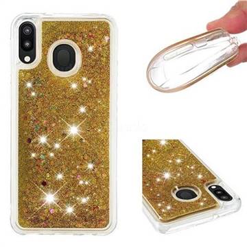 Dynamic Liquid Glitter Quicksand Sequins TPU Phone Case for Samsung Galaxy M20 - Golden
