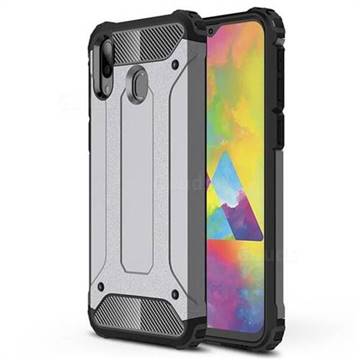 King Kong Armor Premium Shockproof Dual Layer Rugged Hard Cover for Samsung Galaxy M20 - Silver Grey