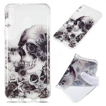 Black Flower Skull Super Clear Soft TPU Back Cover for Samsung Galaxy M20