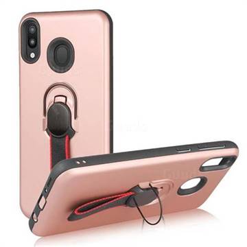Raytheon Multi-function Ribbon Stand Back Cover for Samsung Galaxy M20 - Rose Gold