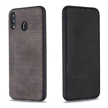 Canvas Cloth Coated Soft Phone Cover for Samsung Galaxy M20 - Dark Gray