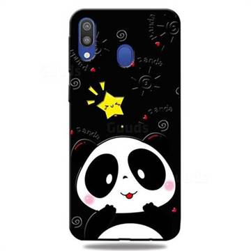 Cute Bear 3D Embossed Relief Black TPU Cell Phone Back Cover for Samsung Galaxy M20