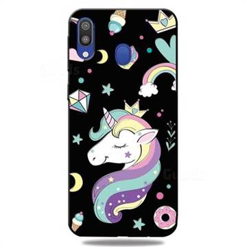 Candy Unicorn 3D Embossed Relief Black TPU Cell Phone Back Cover for Samsung Galaxy M20