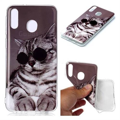 Kitten with Sunglasses Soft TPU Cell Phone Back Cover for Samsung Galaxy M20