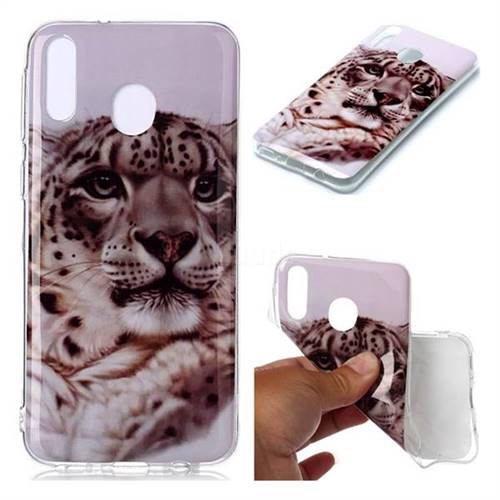 White Leopard Soft TPU Cell Phone Back Cover for Samsung Galaxy M20
