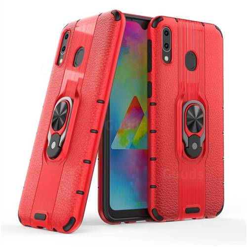 Alita Battle Angel Armor Metal Ring Grip Shockproof Dual Layer Rugged Hard Cover for Samsung Galaxy M20 - Red