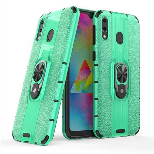 Alita Battle Angel Armor Metal Ring Grip Shockproof Dual Layer Rugged Hard Cover for Samsung Galaxy M20 - Green