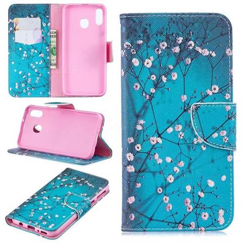 Blue Plum Leather Wallet Case for Samsung Galaxy M20