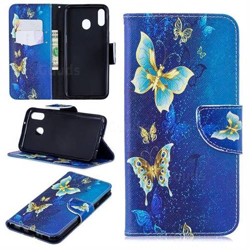 Golden Butterflies Leather Wallet Case for Samsung Galaxy M20