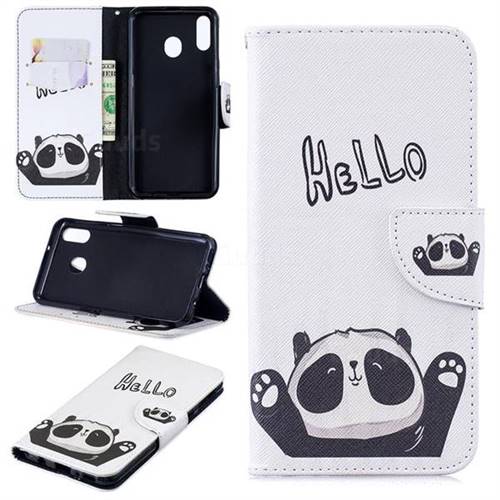 Hello Panda Leather Wallet Case for Samsung Galaxy M20