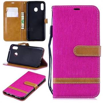Jeans Cowboy Denim Leather Wallet Case for Samsung Galaxy M20 - Rose