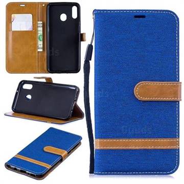 Jeans Cowboy Denim Leather Wallet Case for Samsung Galaxy M20 - Sapphire