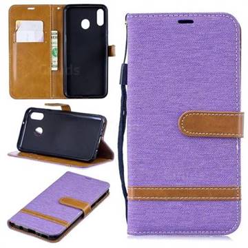 Jeans Cowboy Denim Leather Wallet Case for Samsung Galaxy M20 - Purple