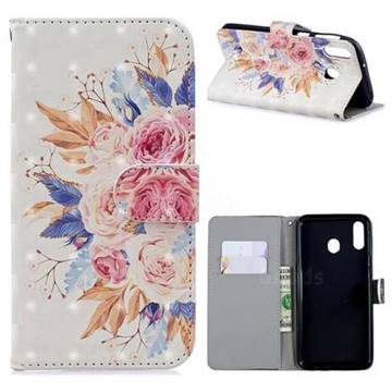 Rose Flowers 3D Painted Leather Phone Wallet Case for Samsung Galaxy M20