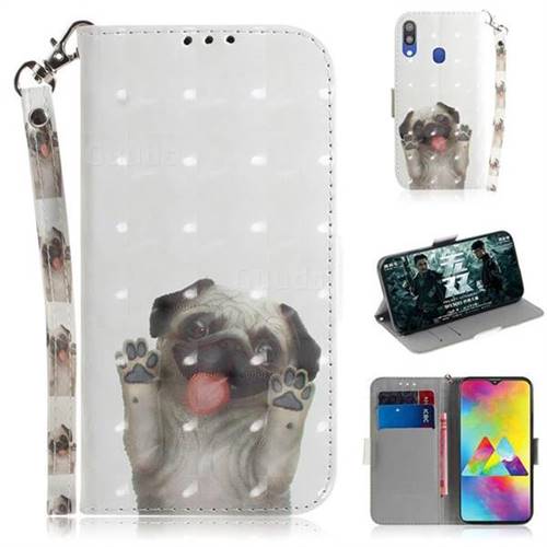 Pug Dog 3D Painted Leather Wallet Phone Case for Samsung Galaxy M20