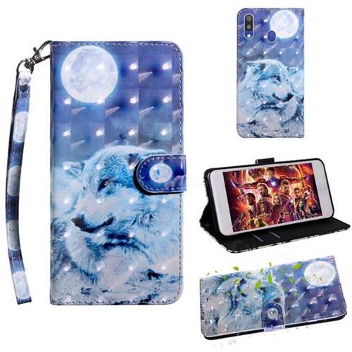 Moon Wolf 3D Painted Leather Wallet Case for Samsung Galaxy M20