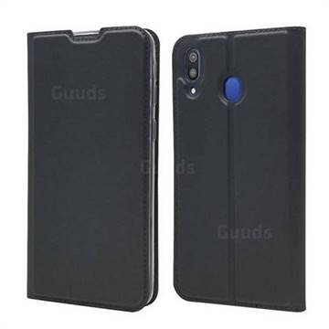 Ultra Slim Card Magnetic Automatic Suction Leather Wallet Case for Samsung Galaxy M20 - Star Grey