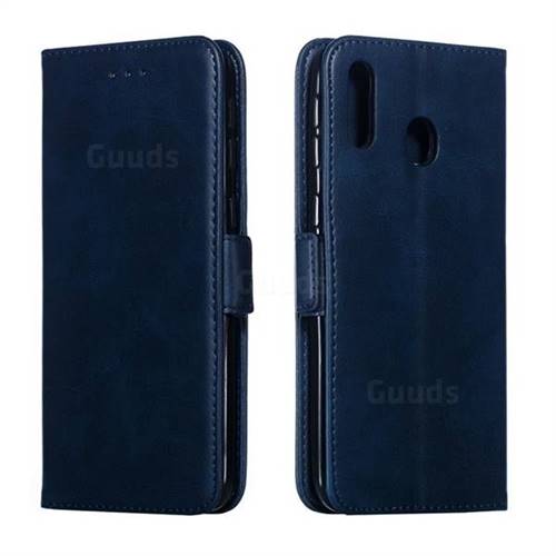 Retro Classic Calf Pattern Leather Wallet Phone Case for Samsung Galaxy M20 - Blue