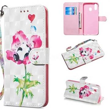 Flower Panda 3D Painted Leather Wallet Phone Case for Samsung Galaxy M20
