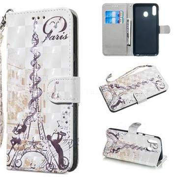 Tower Couple 3D Painted Leather Wallet Phone Case for Samsung Galaxy M20