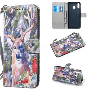 Elk Deer 3D Painted Leather Wallet Phone Case for Samsung Galaxy M20