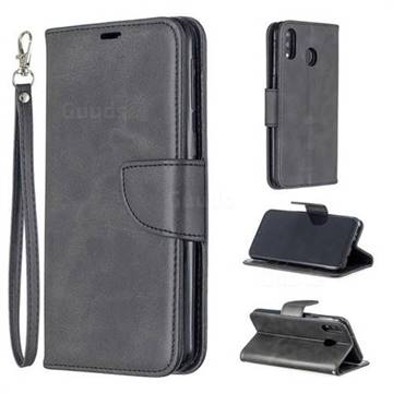 Classic Sheepskin PU Leather Phone Wallet Case for Samsung Galaxy M20 - Black