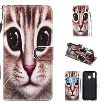 Coffe Cat Smooth Leather Phone Wallet Case for Samsung Galaxy M20