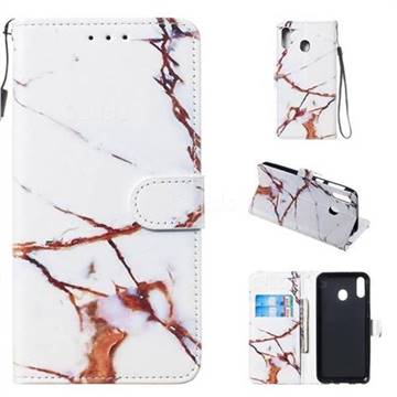 Platinum Marble Smooth Leather Phone Wallet Case for Samsung Galaxy M20