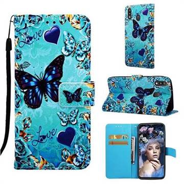 Love Butterfly Matte Leather Wallet Phone Case for Samsung Galaxy M20