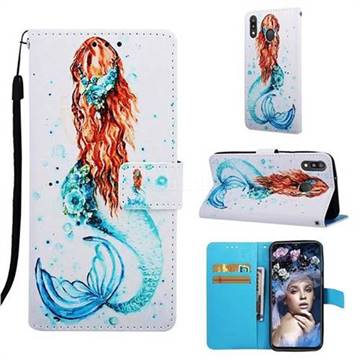Mermaid Matte Leather Wallet Phone Case for Samsung Galaxy M20