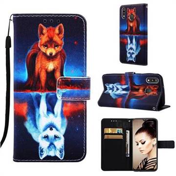 Water Fox Matte Leather Wallet Phone Case for Samsung Galaxy M20