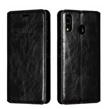 Retro Slim Magnetic Crazy Horse PU Leather Wallet Case for Samsung Galaxy M20 - Black