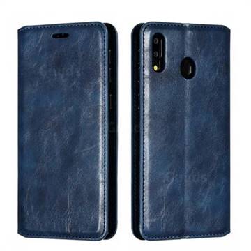 Retro Slim Magnetic Crazy Horse PU Leather Wallet Case for Samsung Galaxy M20 - Blue