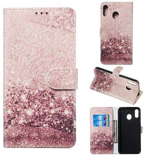 Glittering Rose Gold PU Leather Wallet Case for Samsung Galaxy M20