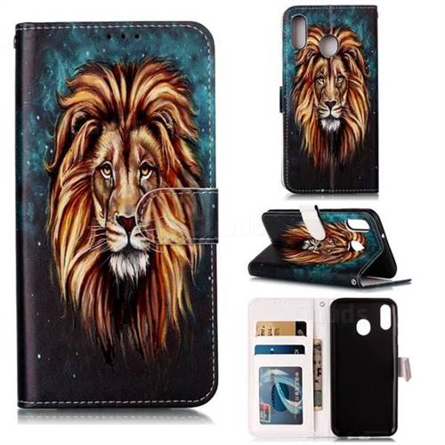 Ice Lion 3D Relief Oil PU Leather Wallet Case for Samsung Galaxy M20