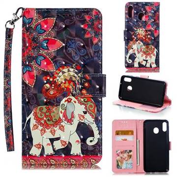 Phoenix Elephant 3D Painted Leather Phone Wallet Case for Samsung Galaxy M20