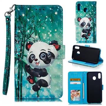 Cute Panda 3D Painted Leather Phone Wallet Case for Samsung Galaxy M20
