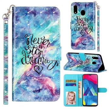 Blue Starry Sky 3D Leather Phone Holster Wallet Case for Samsung Galaxy M20