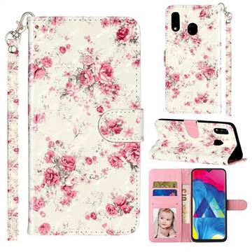 Rambler Rose Flower 3D Leather Phone Holster Wallet Case for Samsung Galaxy M20