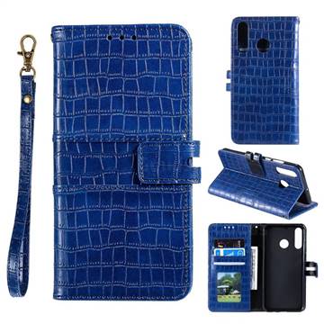 Luxury Crocodile Magnetic Leather Wallet Phone Case for Samsung Galaxy M20 - Blue