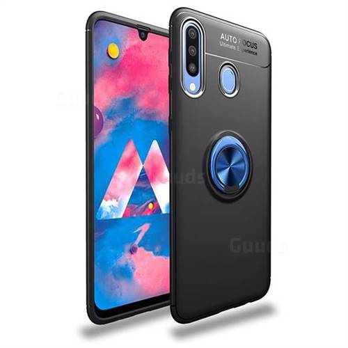 Auto Focus Invisible Ring Holder Soft Phone Case for Samsung Galaxy M30 - Black Blue