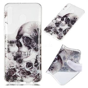 Black Flower Skull Super Clear Soft TPU Back Cover for Samsung Galaxy M30