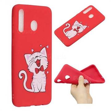 Happy Bow Cat Anti-fall Frosted Relief Soft TPU Back Cover for Samsung Galaxy M30