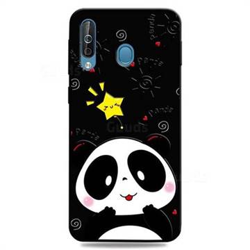 Cute Bear 3D Embossed Relief Black TPU Cell Phone Back Cover for Samsung Galaxy M30