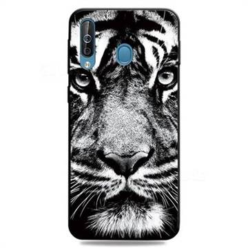 White Tiger 3D Embossed Relief Black TPU Cell Phone Back Cover for Samsung Galaxy M30
