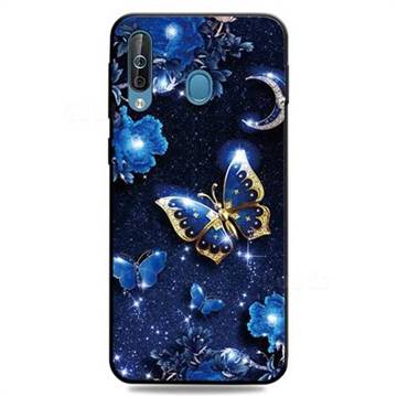 Phnom Penh Butterfly 3D Embossed Relief Black TPU Cell Phone Back Cover for Samsung Galaxy M30
