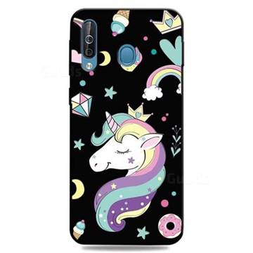 Candy Unicorn 3D Embossed Relief Black TPU Cell Phone Back Cover for Samsung Galaxy M30