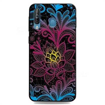 Colorful Lace 3D Embossed Relief Black TPU Cell Phone Back Cover for Samsung Galaxy M30