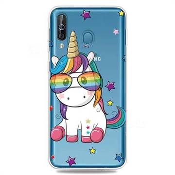 Glasses Unicorn Clear Varnish Soft Phone Back Cover for Samsung Galaxy M30